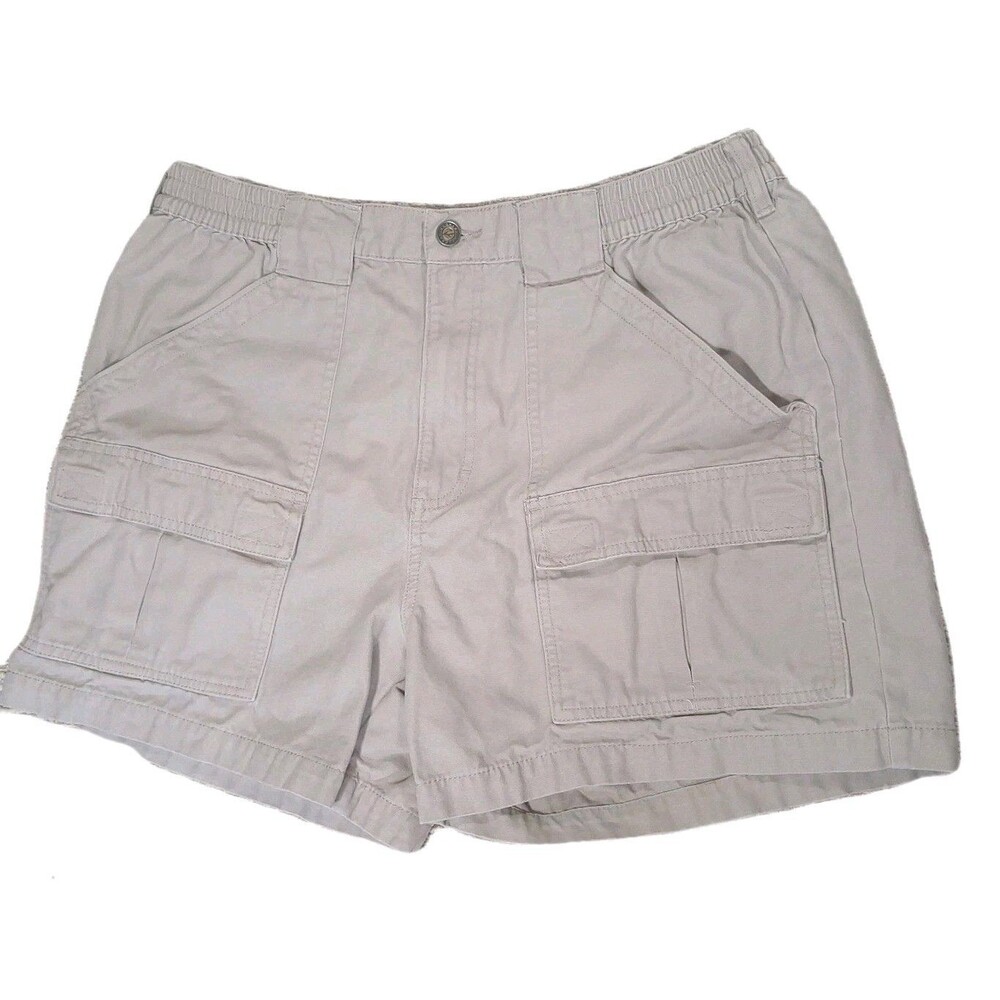 ​REDHEAD MENS 38 KHAKI CARGO SHORTS 100% COTTON ELASTIC WAIST OUTDOOR HIKING CAS